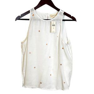 White Tank Top with Pink Metallic Pot-a-dots (Anthropologie, Cloth & Stone, Med)